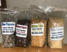 Home Grown Popcorn Sampler - 4 Bags, 2lbs Each - Strawberry, Blue, White, Mushro