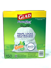 Glad ForceFlex Tall Kitchen Drawstring Trash Bags Original Scent 13 Gal 150 CT