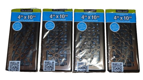 Decor Grates Bodenregister – 4x12 Zoll, Geriebenes Bronze-Finish, Scroll-Design, Rostfreier Dämpfer