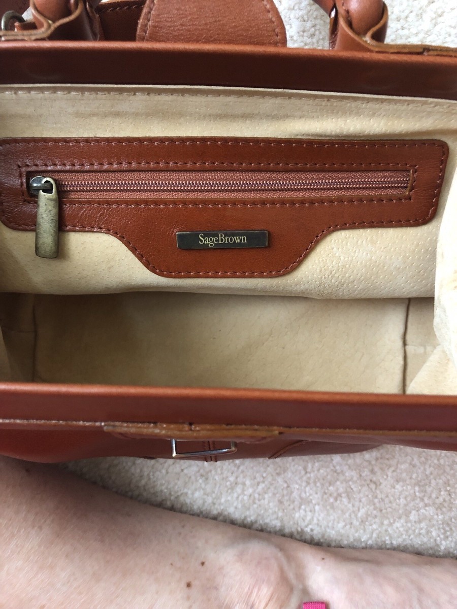 London Sage Brown Luxury Leather Crossbody Handbag - Tan  display picture 1