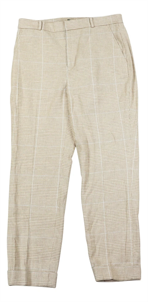 Ralph Lauren Womens Taneya Plaid Cropped Trouser Pants Classic Size 4 NWT Tan