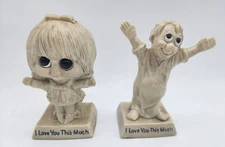 Lot of 2 - Vintage R & W Berries Co's. Figurines  1970  I LOVE YOU THIS MUCH