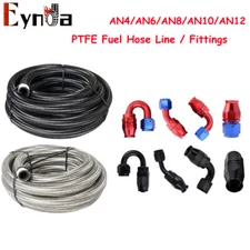 4AN 6AN 8AN 10AN 12AN PTFE Braided Fuel Hose Oil Gas Air & End Fittings Adapter 