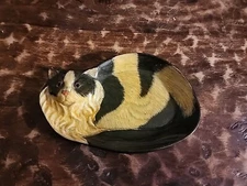 Lacquer Wood Cat Coin Dish Vintage