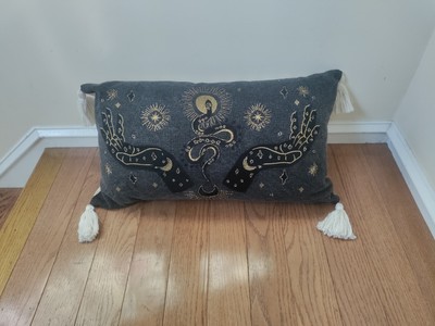 Witchy Snake Beaded Halloween Decorative Pillow With Tastles