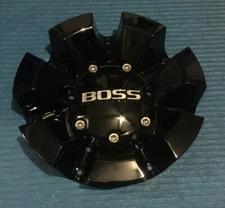 BOSS MOTORSPORTS GLOSS BLACK CENTER CAP ACC3238-02 W/SCREWS NEW!!!