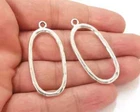 2 Pcs Oval Hammered Circle Charms Antique Silver Plated Charms (43x20mm) G25945