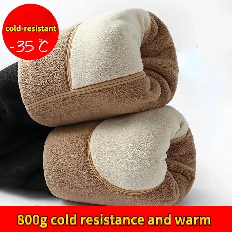 Calças térmicas masculinas leggings elásticas lã alpaca roupas íntimas de inverno mercadorias novas - Imagem 3 de 4