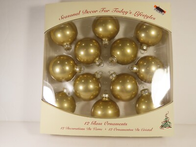 Vintage Blown Glass Christmas Ornaments Lot Rauch Satin Gold C6765