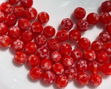 Murano Glass Beads Loose 6mm Dark Orange Round Beads - at least 130 beads