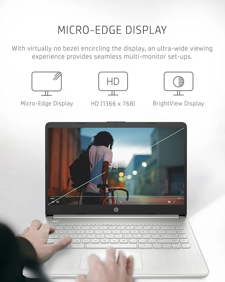 HP Slim Newest Laptop 14" 4-Core Intel Pentium Upto 32GB RAM & 1TB SSD, Win 11 - Image 4 of 4