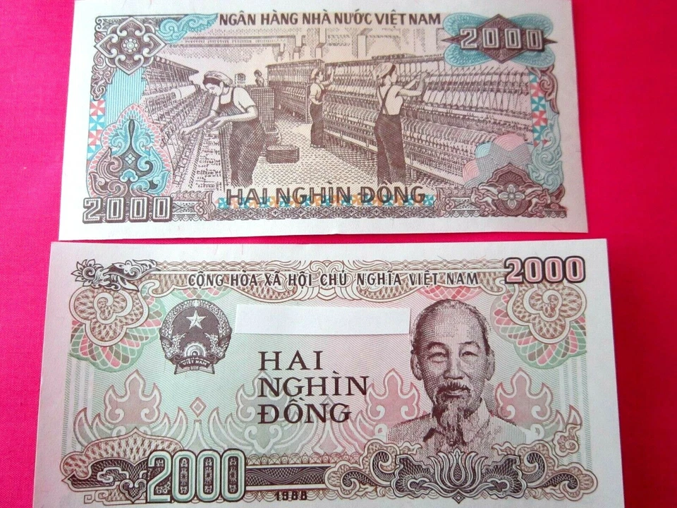 Papel moneda Vietnam 25 piezas 2000 Dong vietnamita cada moneda de Vietnam Foto 2 de 4