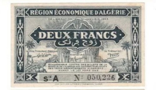 Scarce Rare Genuine 1944 Algeria Emergency Issue Banknote Full Set of 4 Good XF - Picture 3 of 5