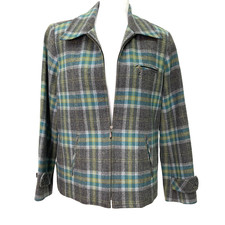 Vtg Pendleton Knockabout Plaid Jacket Blazer Womens Sz Med 100 Virgin Wool Work