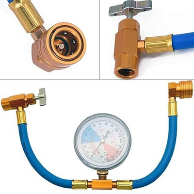 #ad R134a AC Refrigerant Recharge Hose Kit with Measuring Pressure Gauge and 1 2’’ $18.74