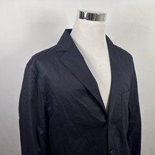 H M 46R Regular Fit Sport Coat All Black Lightweight Cotton Blend Three Button