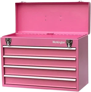 Portable Metal Tool Chest with 4 Drawers, 20" 4-Drawer Tool Chest Cabinet with B