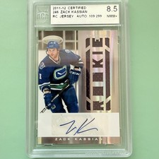 2011-12 Certified #246 Zack Kassian RC Jersey Auto /299 ACA 8.5 ✨