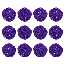 Wicker Rattan Balls 12 Pack 1.2in for DIY Craft Dark Purple