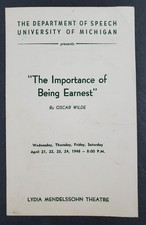 1948 Ann Arbor Univ Michigan Importance of Being Earnest Program Theatre Play
