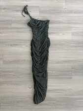 Fashion Nova Mable Olive Green One Shoulder Ruched Midi Dress Size S
