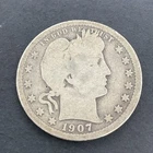 1907 P Mint Barber Quarter 90% Silver