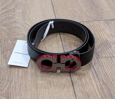  595 Salvatore Ferragamo Gancini Reversible Leather Belt Black 95 US 38