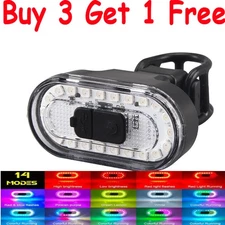 USB Rechargeable LED RGB Bike Tail Light Bicycle Cycling Warning Rear Lamp