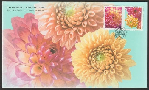 Canada #3237-3238, Dahlia, Flowers, Type 1, Official First Day Cover, FDC 2020