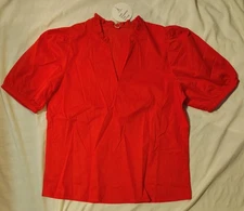 NWT Anrabess Women’s Orange Ruffle Collar Blouse – Size Small Puff Sleeve