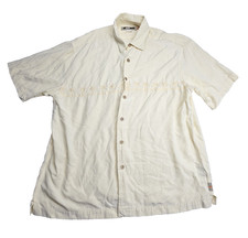Vtg Y2K Quiksilver Edition Men  s Medium Button Up Hawaiian Shirt Tribal Cream