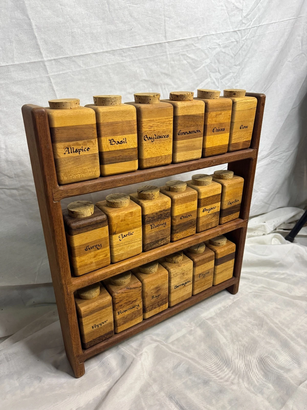 American Modern Multi-Wood Spice Rack (18 Spice Containers)