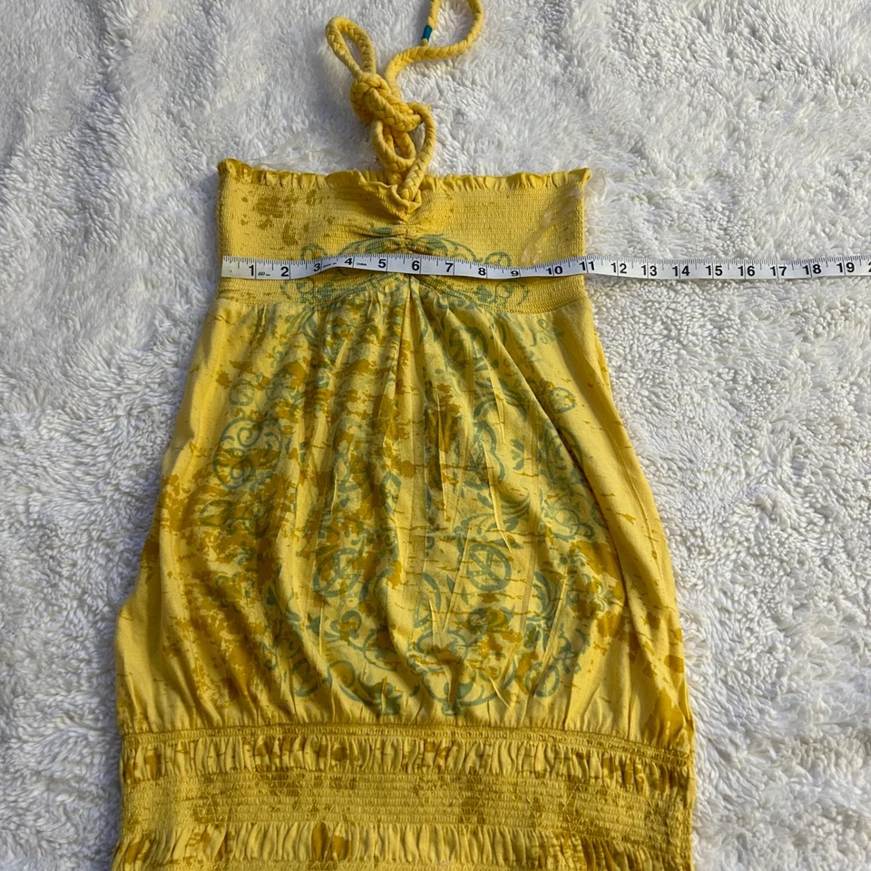 Top MUDD Vintage Y2K Amarillo Halter Gráfico Mujer en Lateral Mediano Mezcla de Algodón Foto 3 de 4
