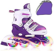 Adjustable Inline Skates for Kids Ages 4 12, Light Up Wheels, Beginner Roller...