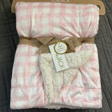Lila Jack Soft Mink Sherpa Girl Checkered Baby Blanket Pink Gingham