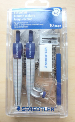 Staedtler 10pc School Kit: 9 Essential Tools + Flip Open Storage Box #550 60S3A6