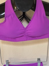 NWOT Beyond Yoga Women’s Bra Size S Purple Strappy Made In USA Workout Gym