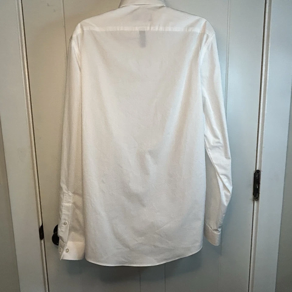 Camisa JF J Ferrar Hombres Blanca Elastizada Ajuste Regular Talla M 15-15 1/2 34-35 Abotonada Trabajo Foto 3 de 4