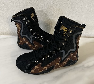 Venum Elite Evo Monogram Boxing Shoes | Black/Brown | Size 7 | EU 39 | Pro Boxer