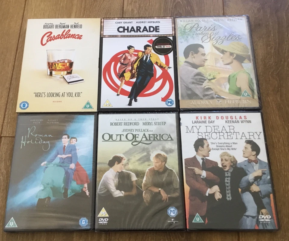 Bundle of 6 DVDs Old Classics Charade Casablanca Audrey Hepburn - New & Sealed - Image 2 of 3