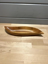 Monkey Pod Wood Pea Pod Bowl | Blair Hawaii | Mid Century Modern Serving Dish |