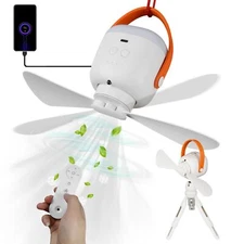 Camping Fan with LED Lantern,7500mAh Rechargeable Battery Operated Fan with Hook