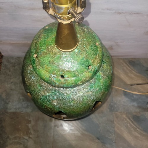 Huge 37" MCM Green Drip Lamp Art Pottery Cut Out Brutalist 60' 70's eBay