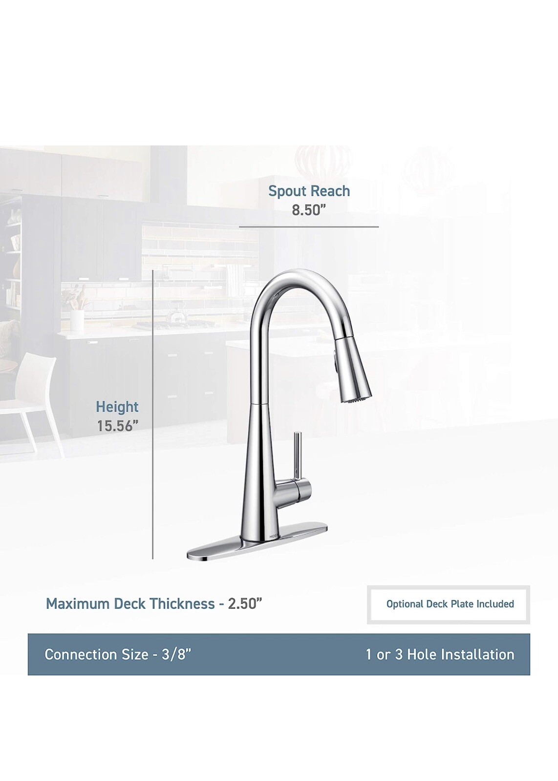 Moen 7864SRS Sleek High Arc Pull Down Kitchen Faucet, Spot Resistant