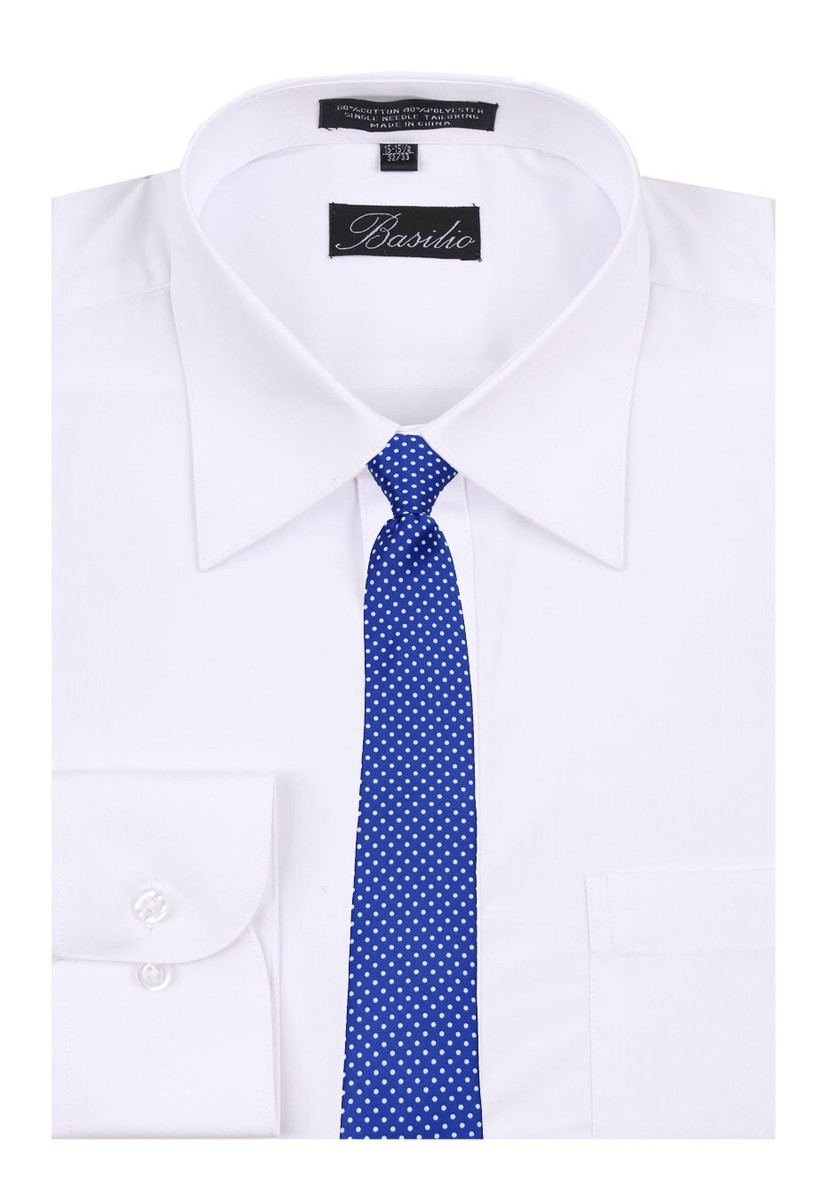 s　② Men's Royal Blue Dot Necktie & Pocket Square Set Necktie Schools