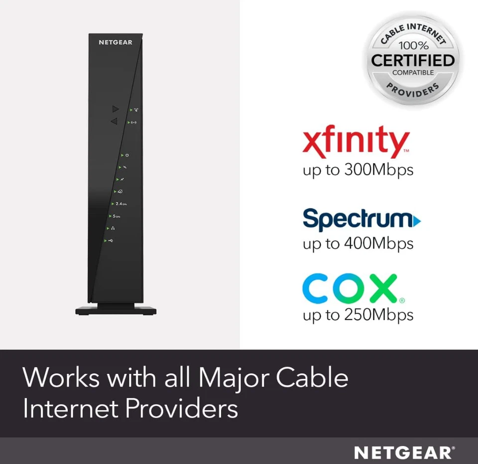 NETGEAR AC1750 WiFi Cable Modem Router C6300 - Xfinity, Spectrum, Cox - Image 3 of 4