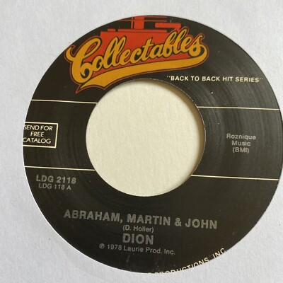 Dion 45 Abraham Martin & John / From Both Sides Now NEW reissue unplayed oldies