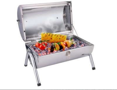 BBQ Klappgrill - Doppel Grillfläche - Edelstahl/Rost Frei INOX Leicht Tragbar 