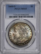 1884-O Morgan Silver $1 Dollar PCGS MS 65 Toned