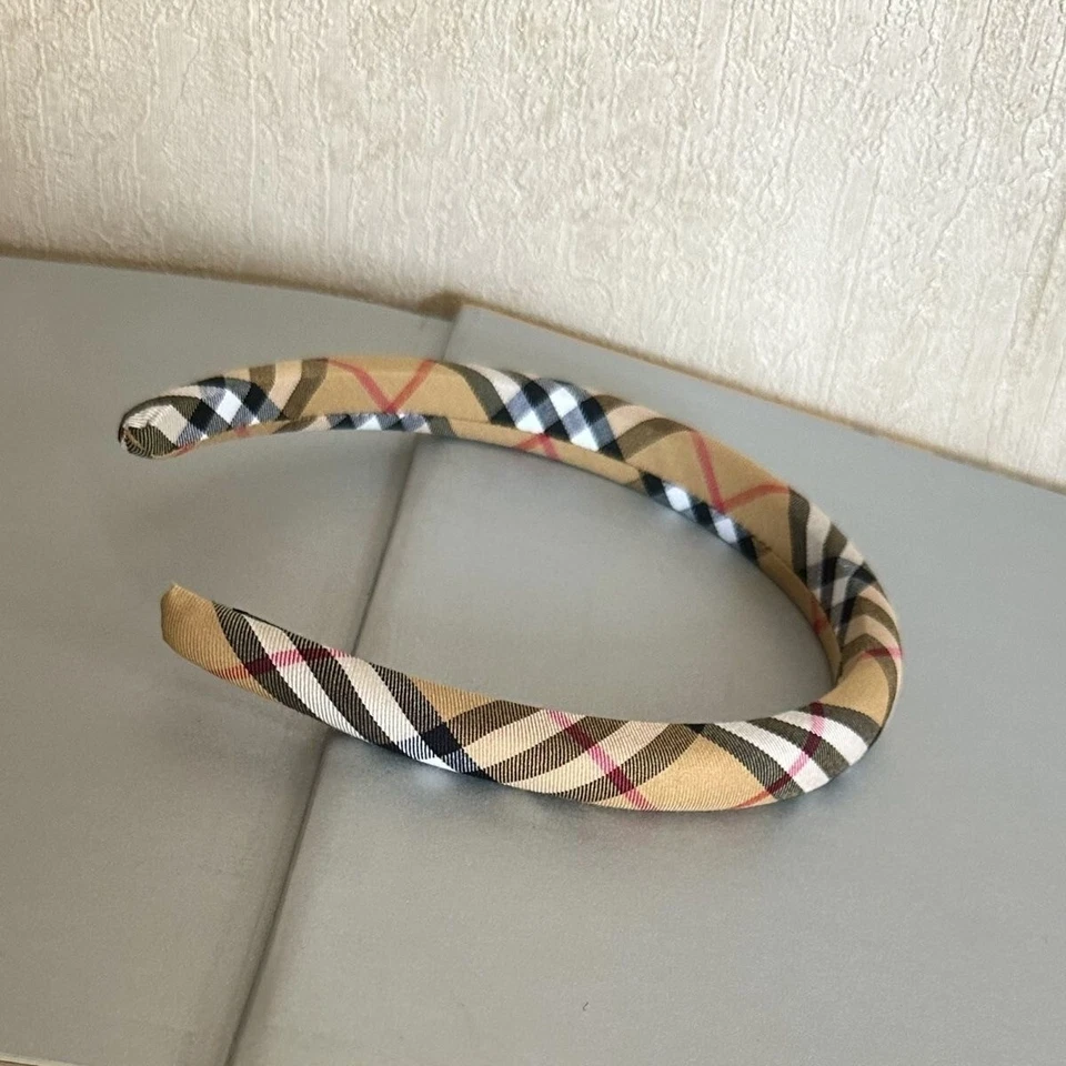Beige Plaid Headband Hair Band Head Wrap Fashion Classic Tartan - NEW - Image 3 of 3